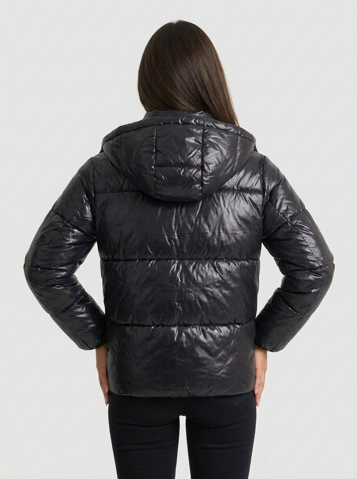 Kelsey | Women's Black Quilted Hooded Puffer Coat