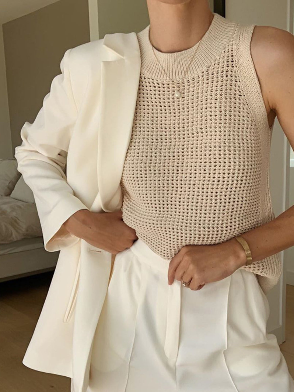 Knit Sleeveless Crew Neck Tank Top | Alora