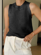 Knit Sleeveless Crew Neck Tank Top | Alora