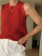 Knit Sleeveless Crew Neck Tank Top | Alora