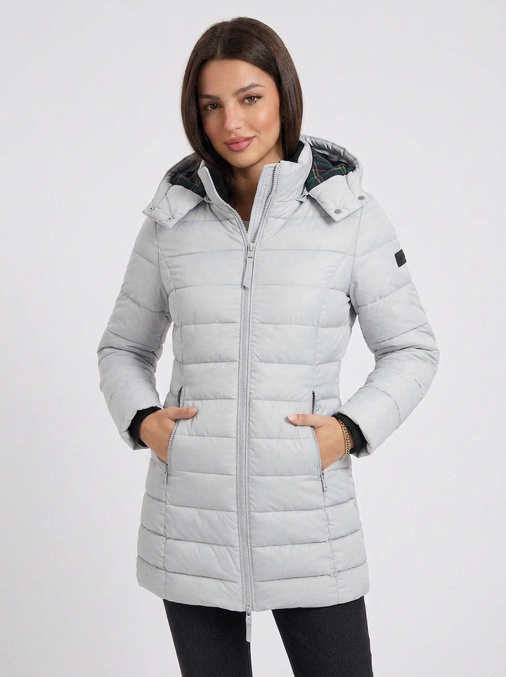 Layla | Women's Quilted Hooded Longline Zip Puffer Jacket