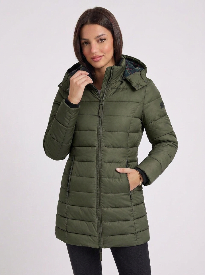 Layla | Women's Quilted Hooded Longline Zip Puffer Jacket