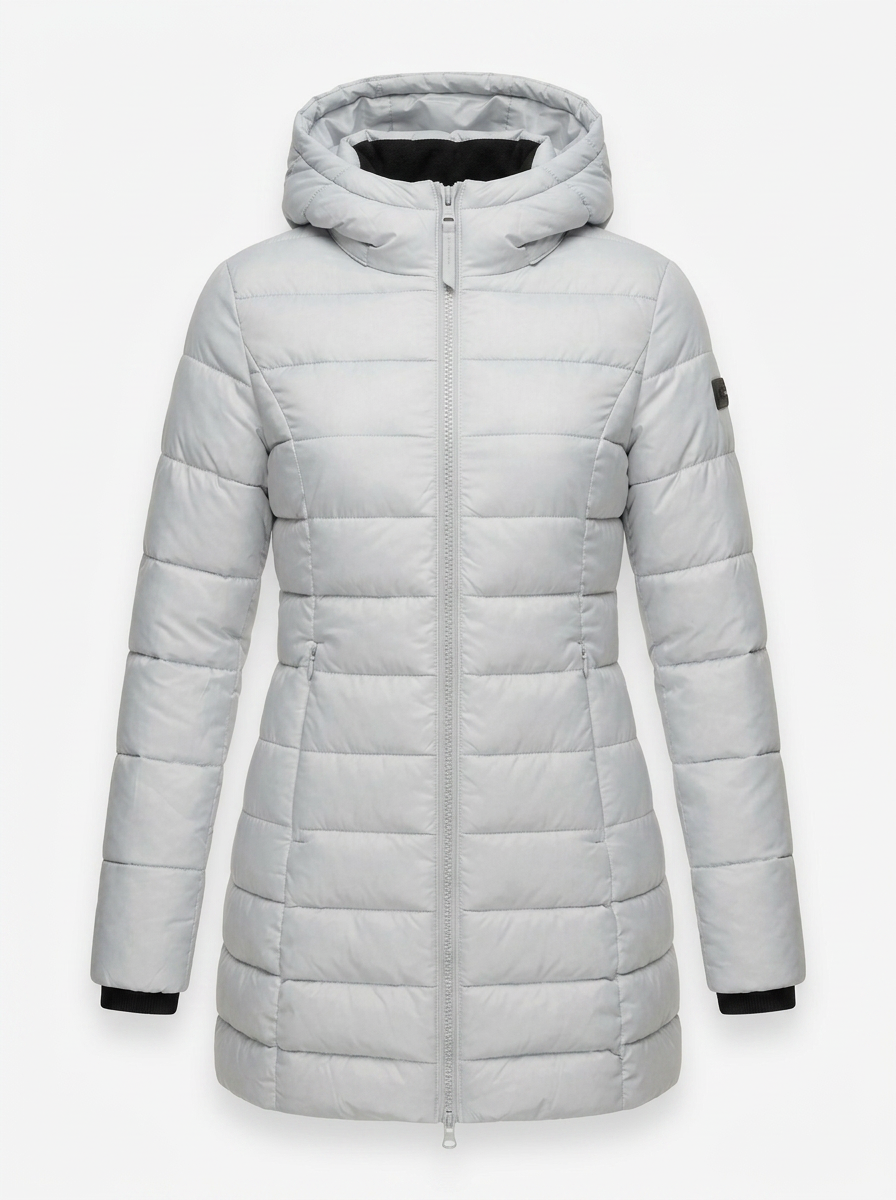 Layla | Women's Quilted Hooded Longline Zip Puffer Jacket