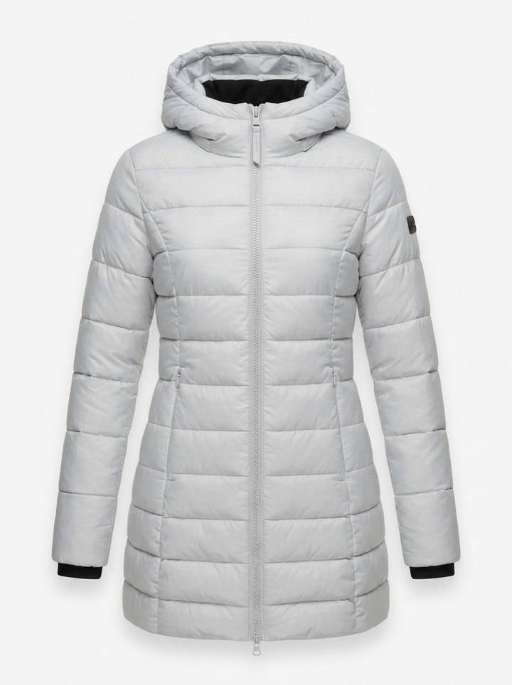 Layla | Women's Quilted Hooded Longline Zip Puffer Jacket