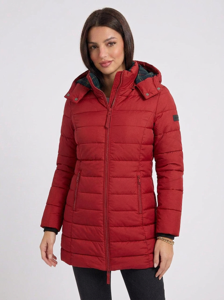 Layla | Women's Quilted Hooded Longline Zip Puffer Jacket