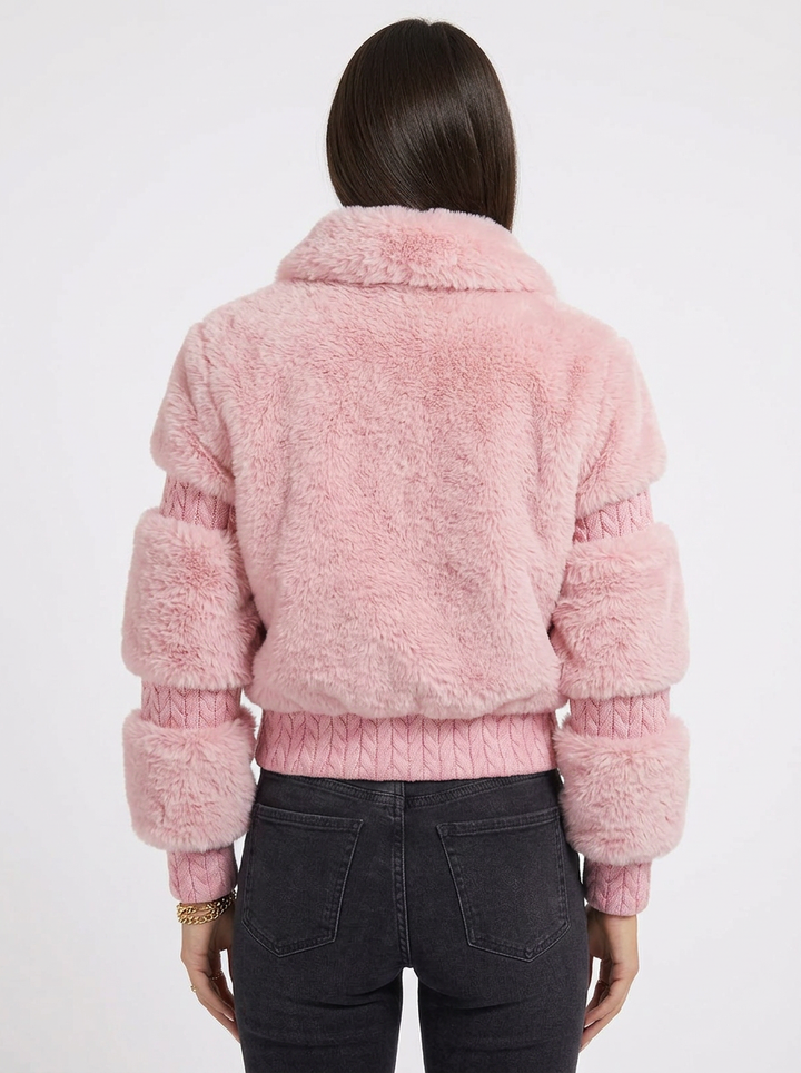 Leanne | Women's Pink Zip Faux Fur Jacket