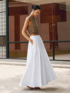 Linen Pleated Maxi Skirt | Viscosea