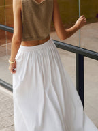 Linen Pleated Maxi Skirt | Viscosea