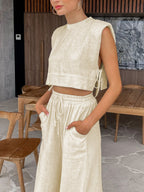 Linen Two Piece Wide Leg Pants Set | Camila