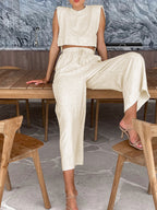 Linen Two Piece Wide Leg Pants Set | Camila