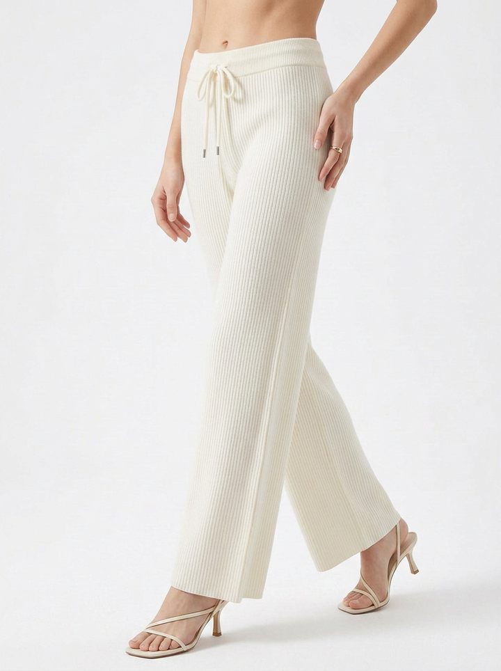 Mariah | Women's Knit Pants Ribbed Wide Leg