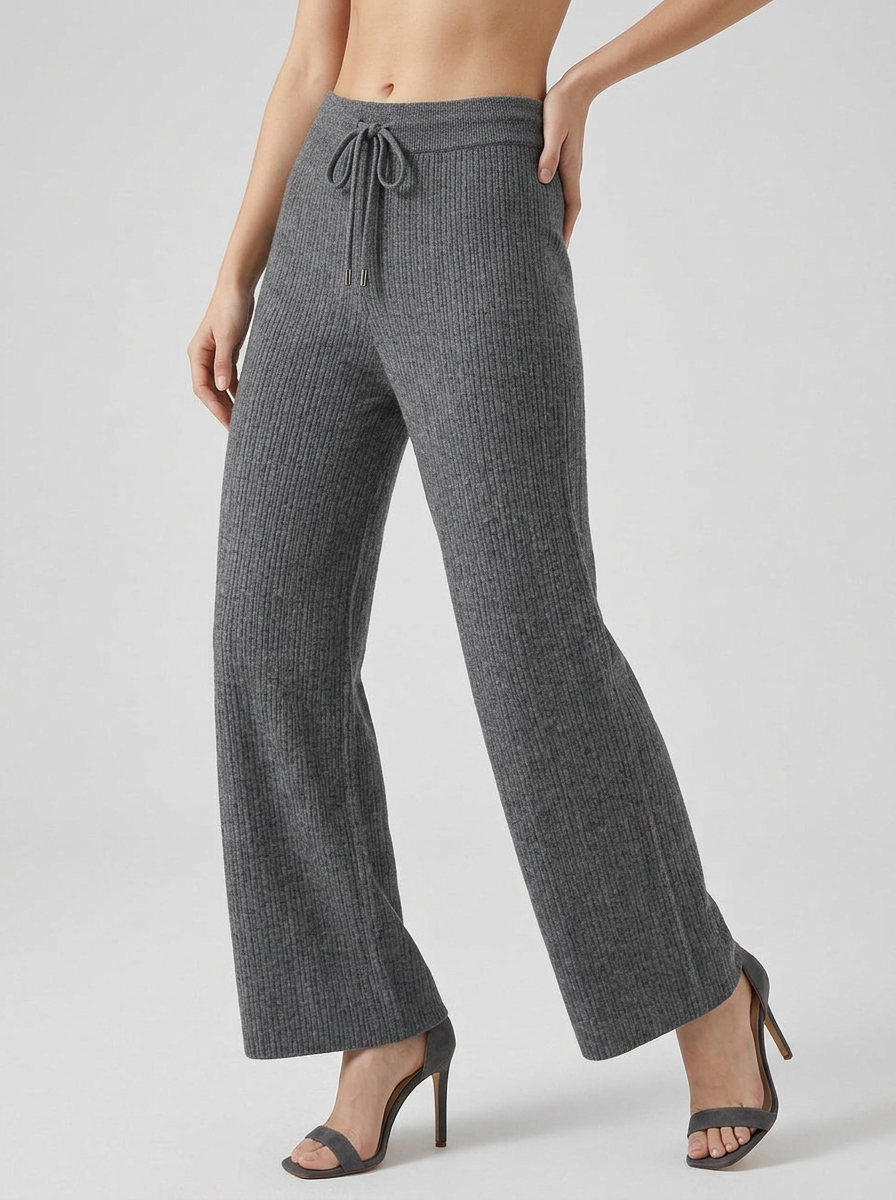 Mariah | Women's Knit Pants Ribbed Wide Leg