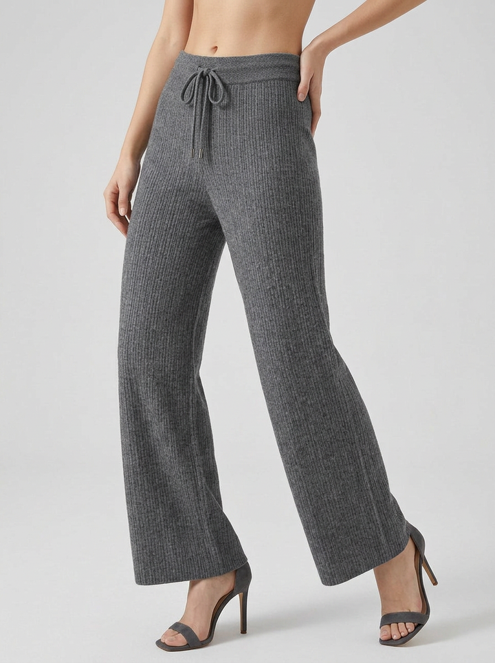 Mariah | Women's Knit Pants Ribbed Wide Leg