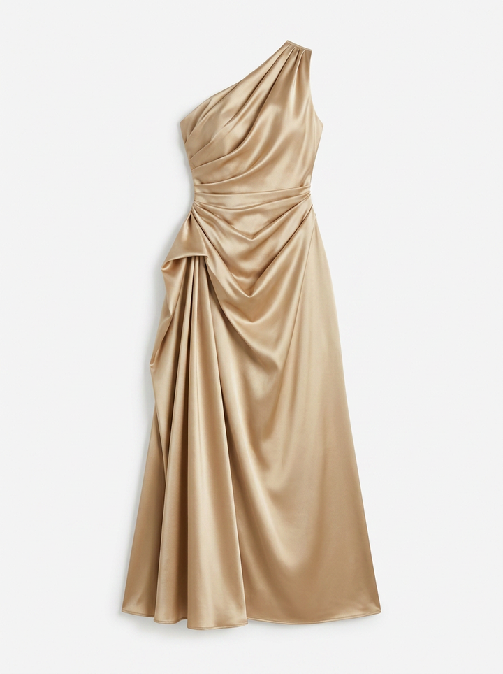 Marianne | One Shoulder Satin Midi Dress