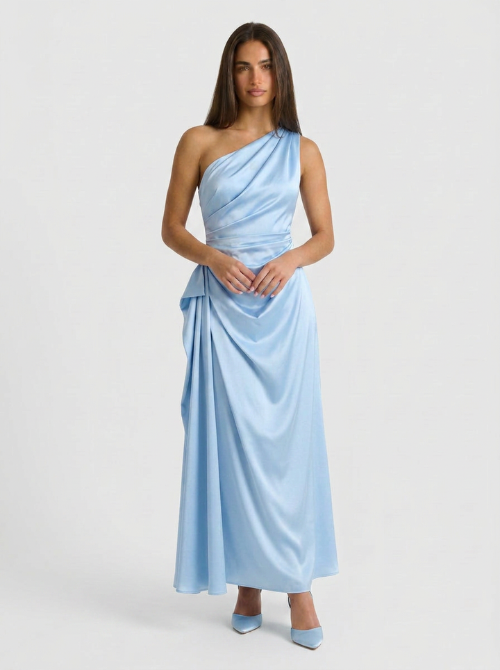 Marianne | One Shoulder Satin Midi Dress
