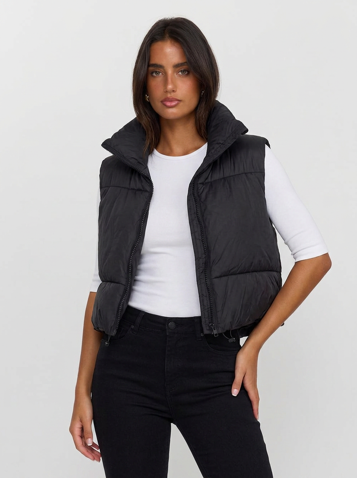 Martina | Women's Zip Puffer Vest Cropped  