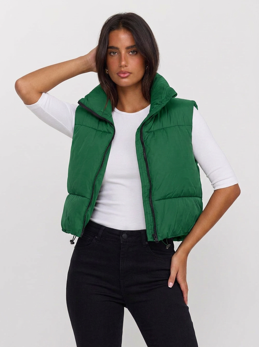 Martina | Women's Zip Puffer Vest Cropped  