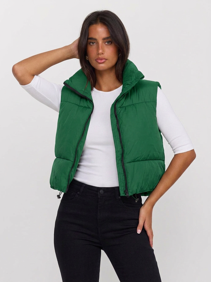 Martina | Women's Zip Puffer Vest Cropped  