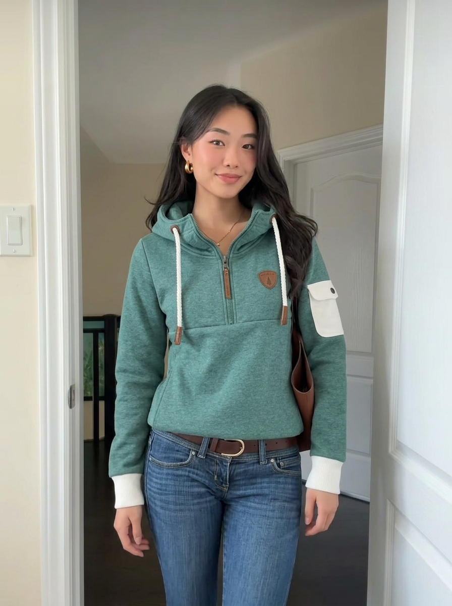 Mia | Women's Half Zip Mock Neck Hoodie
