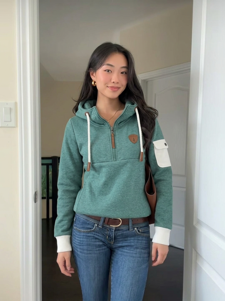 Mia | Women's Half Zip Mock Neck Hoodie