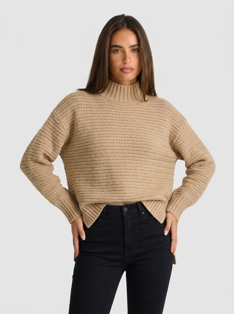 Mia | Women's Knitted Jumper Textured Long Sleeve
