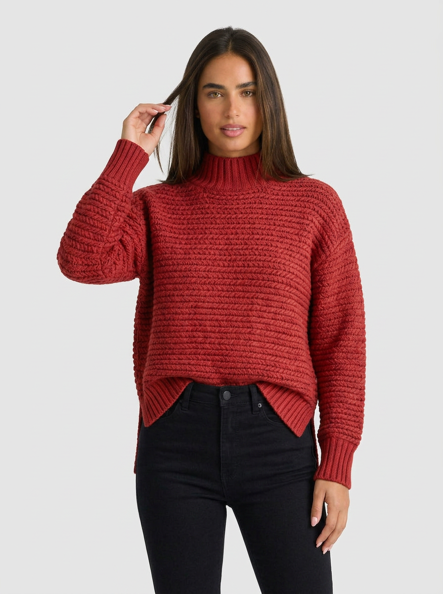 Mia | Women's Knitted Jumper Textured Long Sleeve