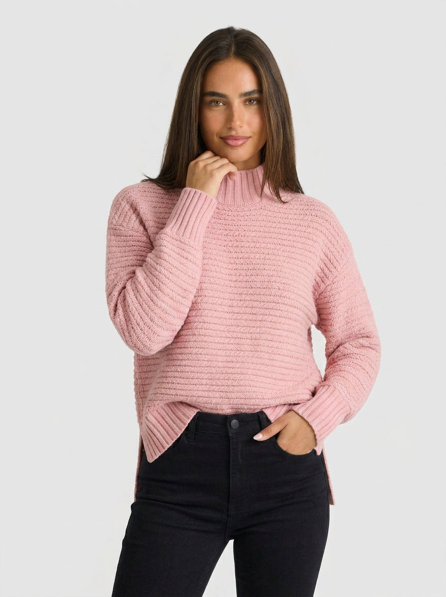 Mia | Women's Knitted Jumper Textured Long Sleeve