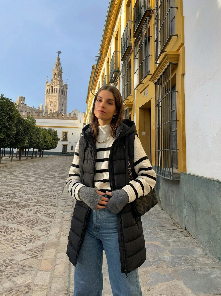 Mia | Women's Long Puffer Vest with Hood