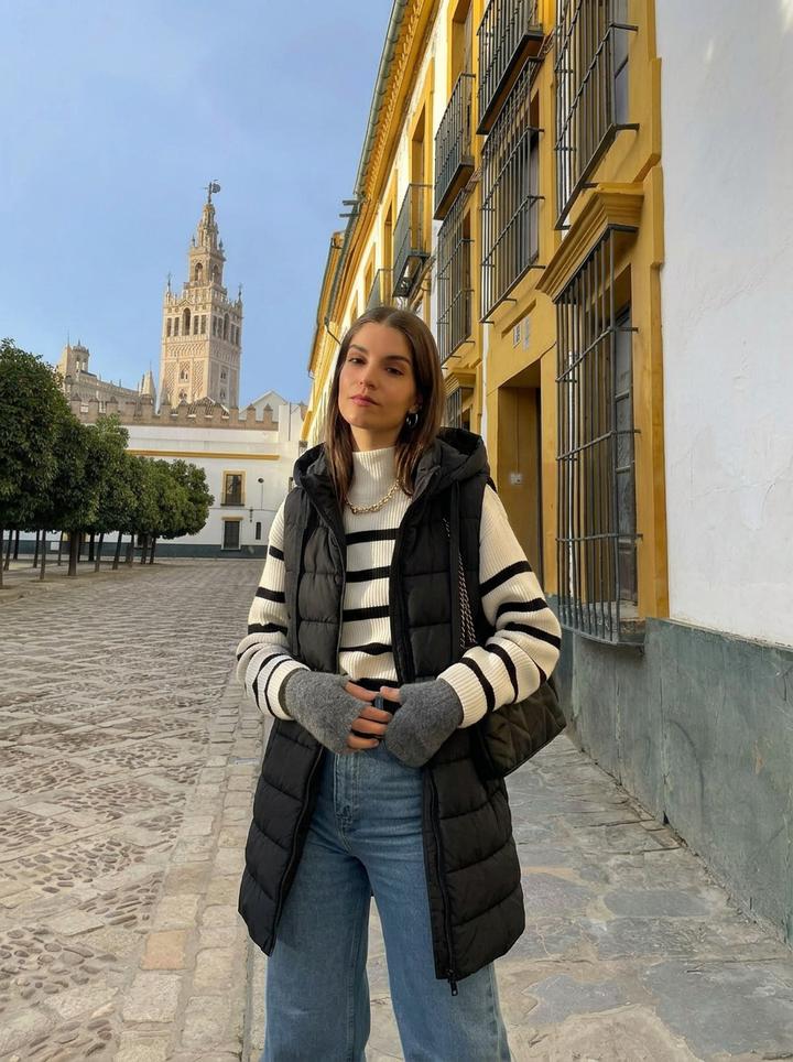 Mia | Women's Long Puffer Vest with Hood