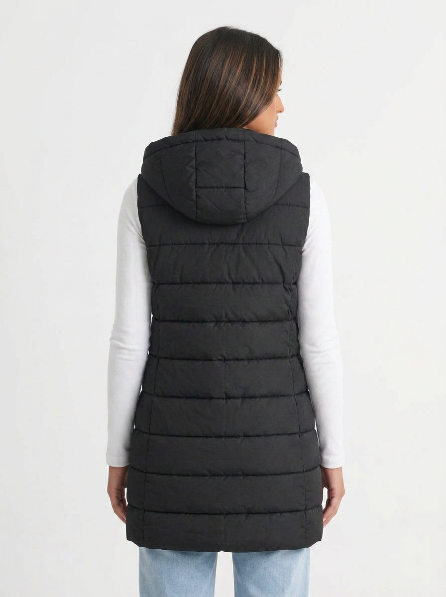 Mia | Women's Long Puffer Vest with Hood