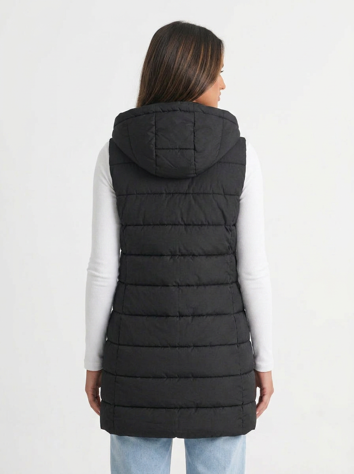 Mia | Women's Long Puffer Vest with Hood