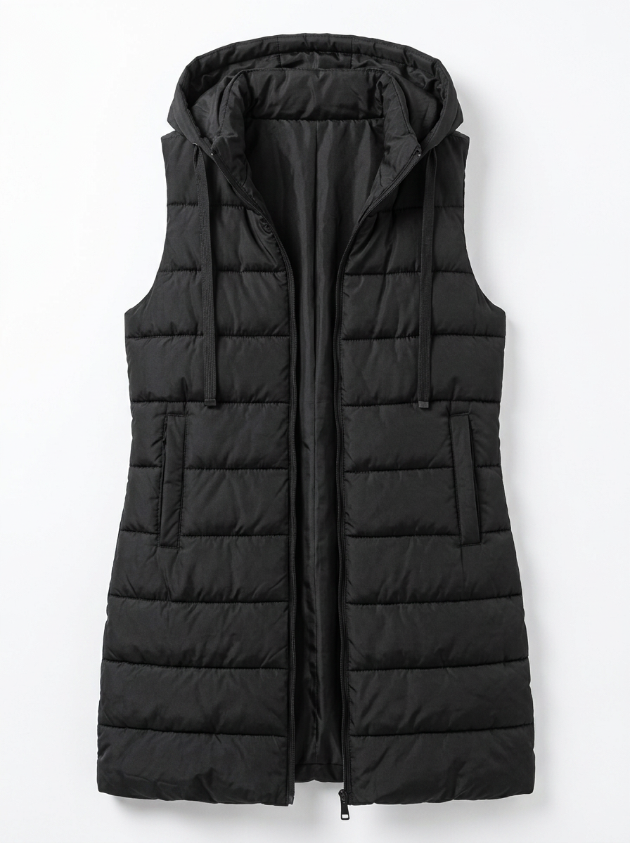 Mia | Women's Long Puffer Vest with Hood