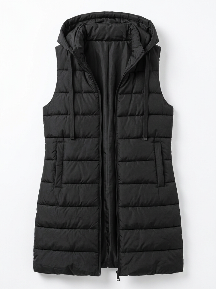 Mia | Women's Long Puffer Vest with Hood
