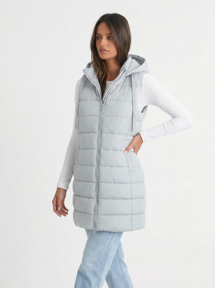 Mia | Women's Long Puffer Vest with Hood