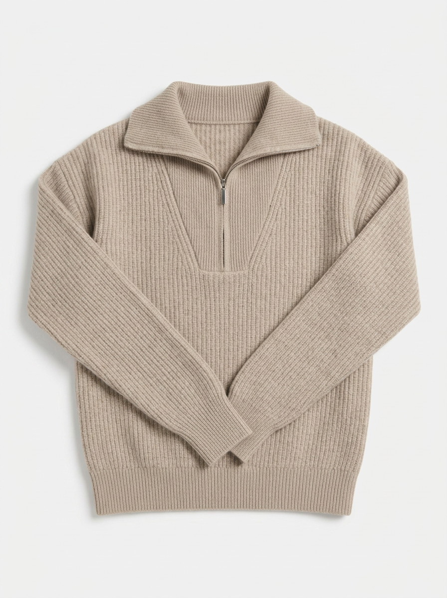 Myra | Women's Half Zip Sweater Ribbed Knit