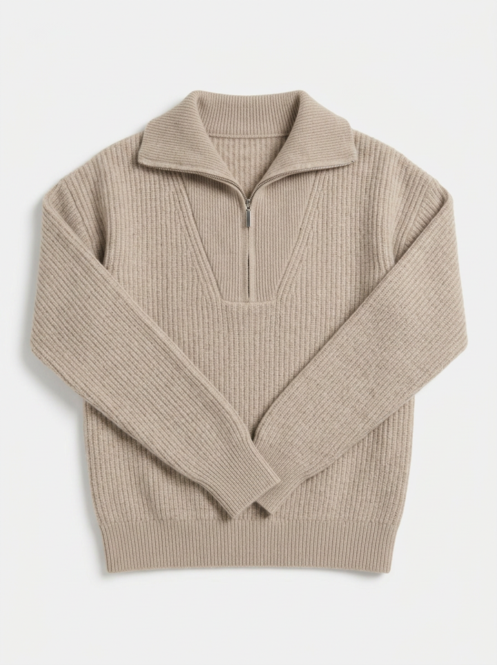 Myra | Women's Half Zip Sweater Ribbed Knit
