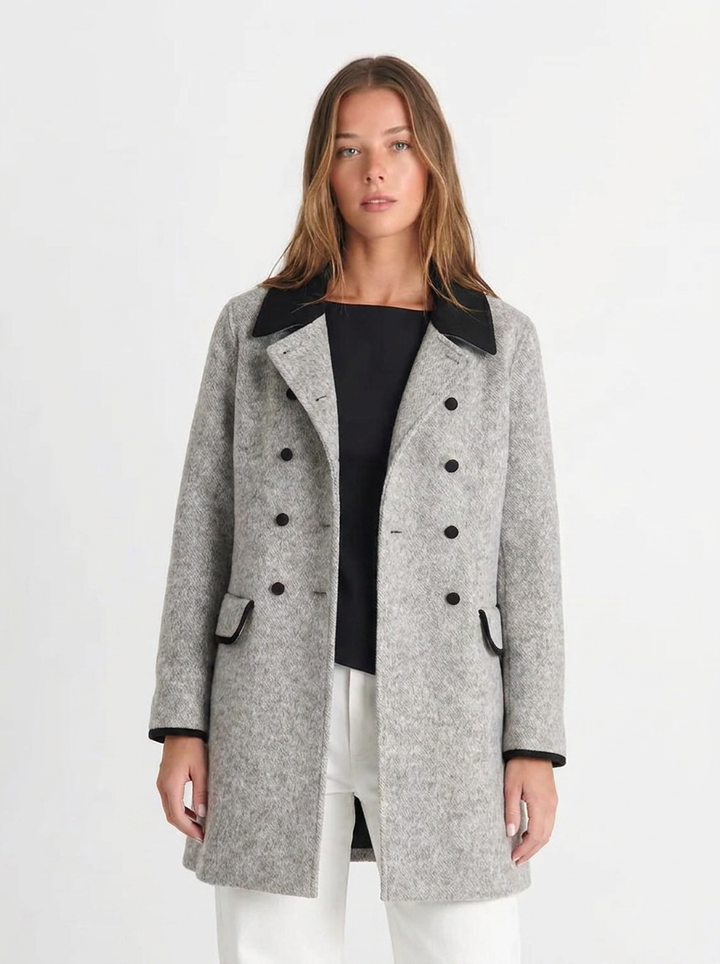 Olivia | Women's Grey Woolen Overcoat