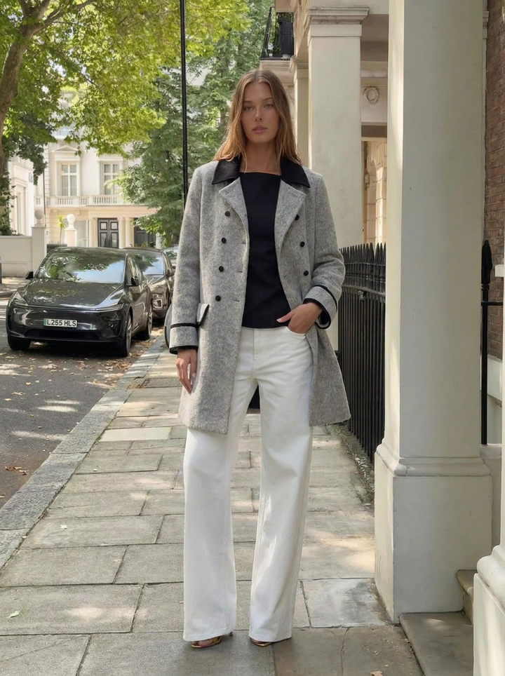 Olivia | Women's Grey Woolen Overcoat 1