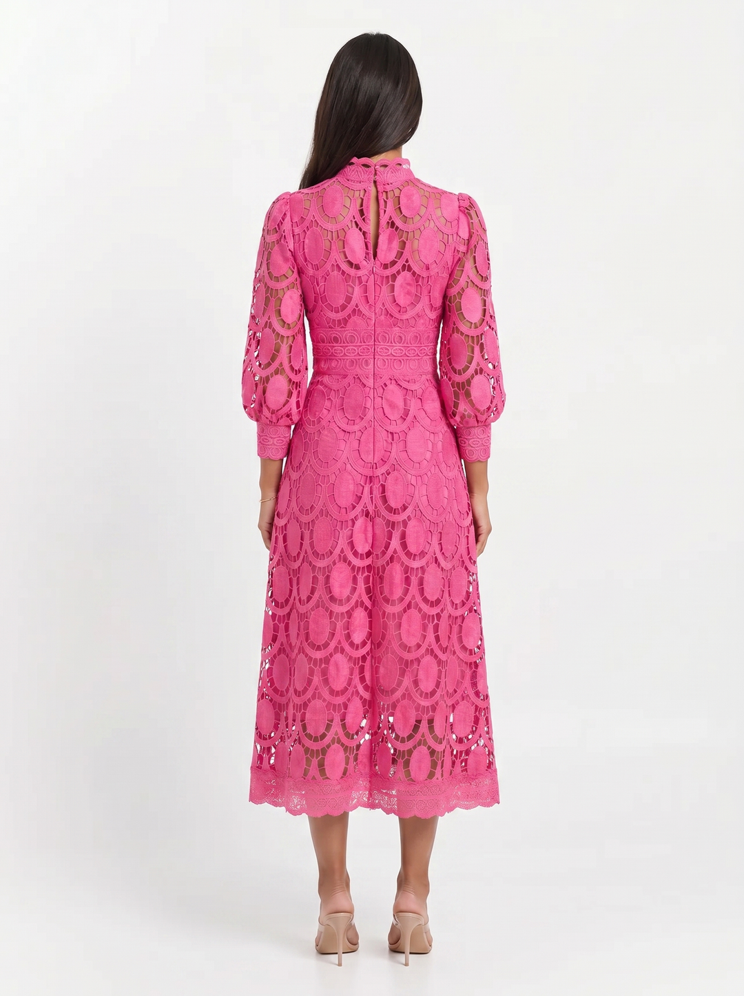 Olivia | Women's Midi Lace Dress with Long Sleeves