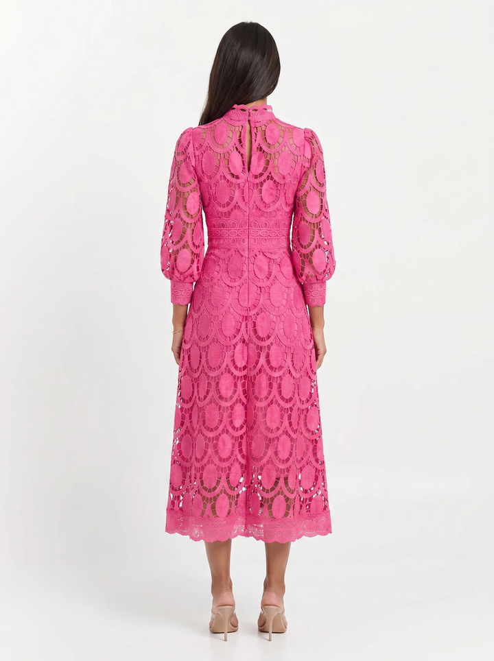Olivia | Women's Midi Lace Dress with Long Sleeves