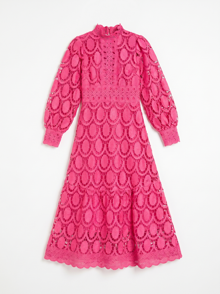 Olivia | Women's Midi Lace Dress with Long Sleeves