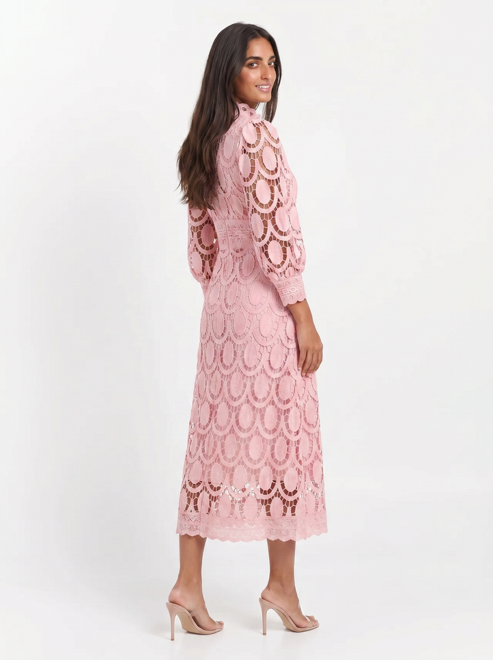 Olivia | Women's Midi Lace Dress with Long Sleeves
