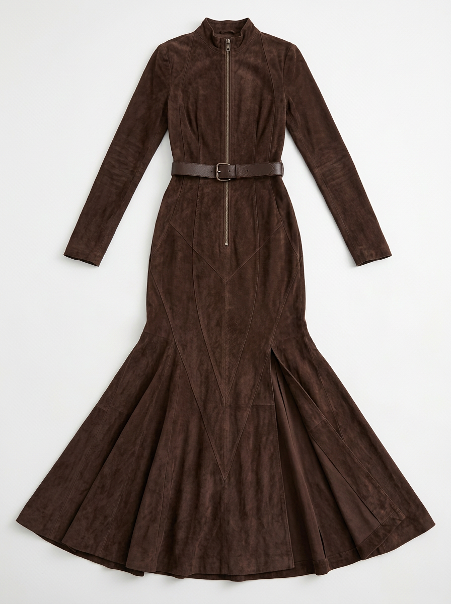Olivia | Women's Zip-Up Maxi Dress with Belt