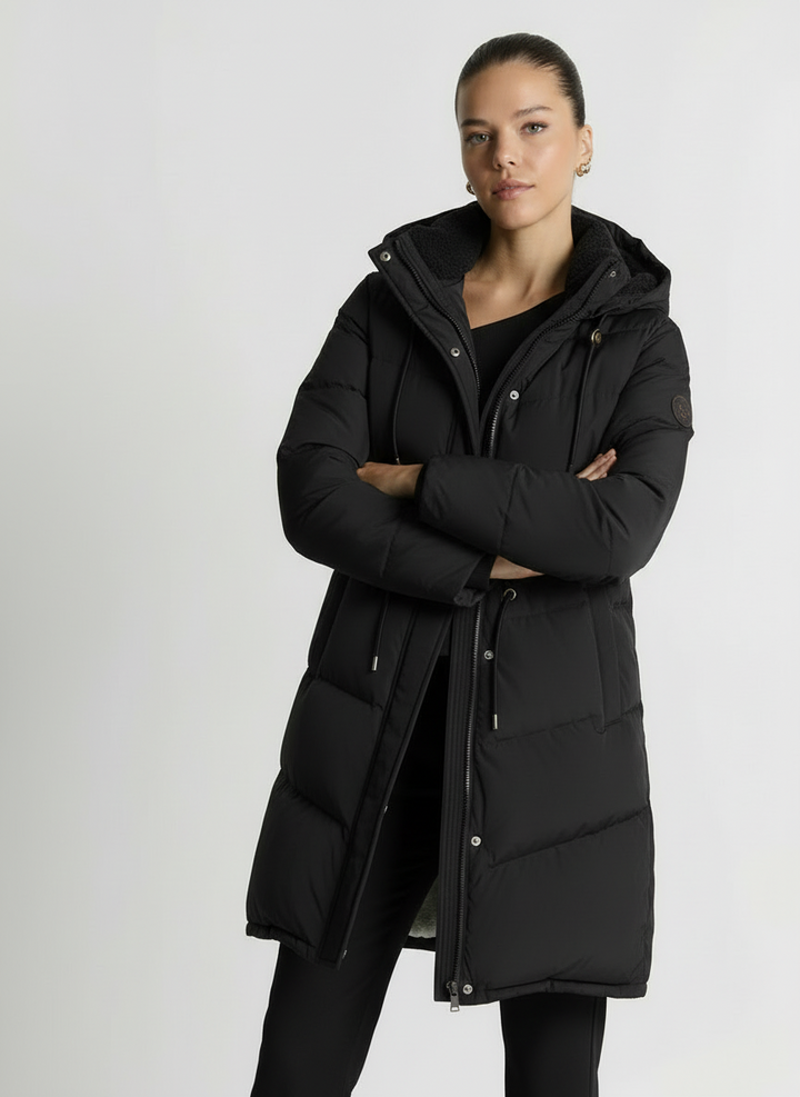 Paige | Women's Longline Quilted Hooded Puffer Coat 4