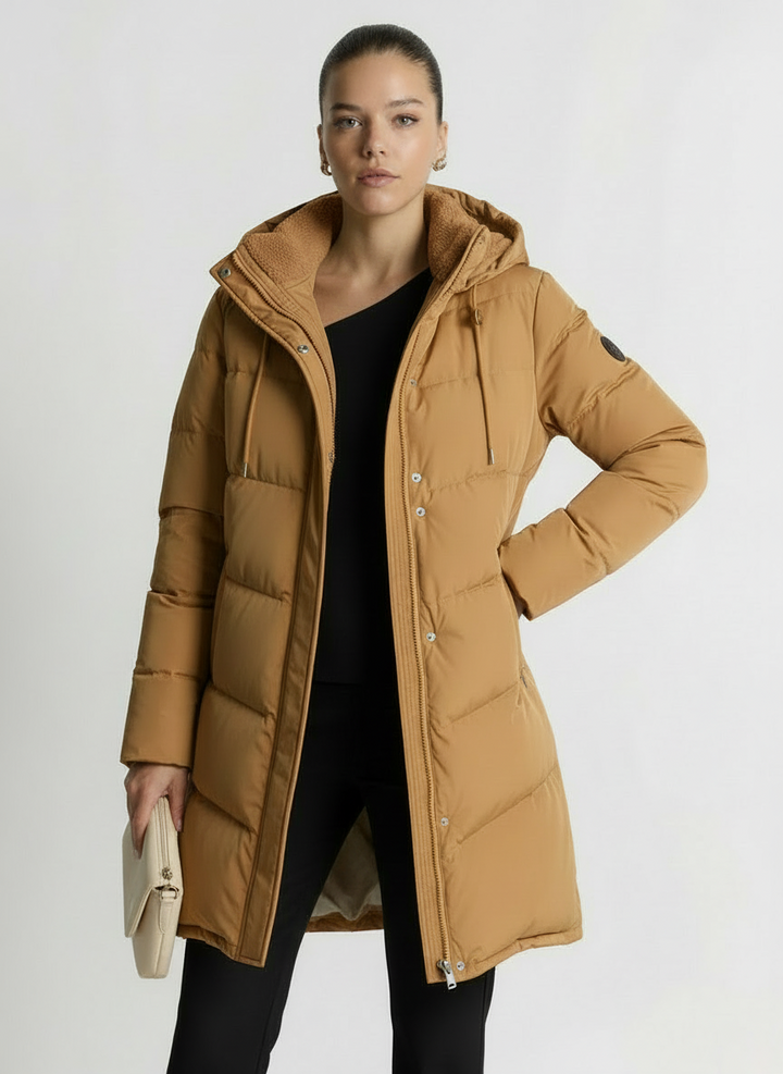 Paige | Women's Longline Quilted Hooded Puffer Coat 5