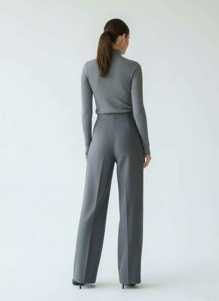 Pam | Women's Pleated High Rise Wide Leg Dress Trousers 2