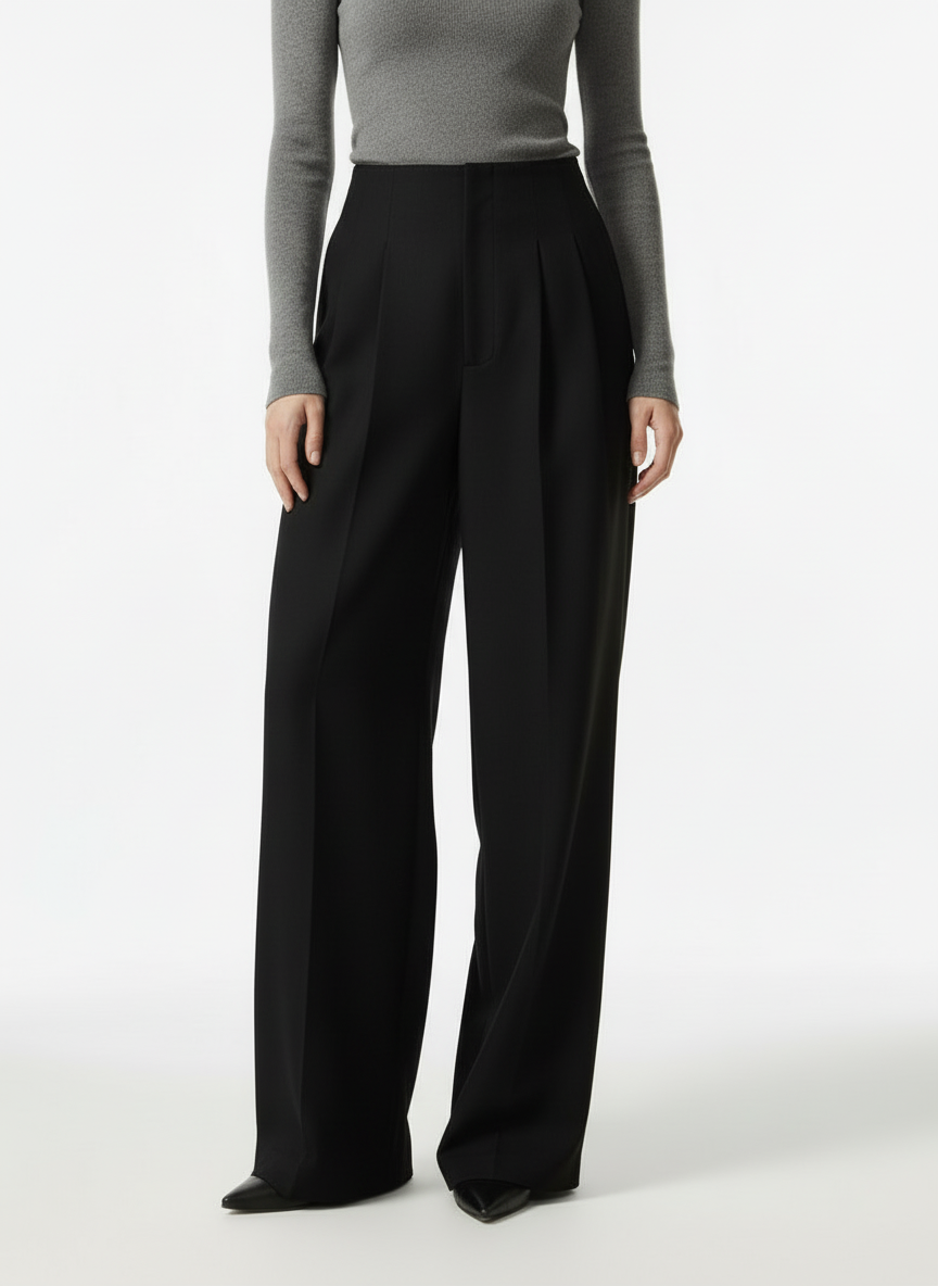 Pam | Women's Pleated High Rise Wide Leg Dress Trousers 3