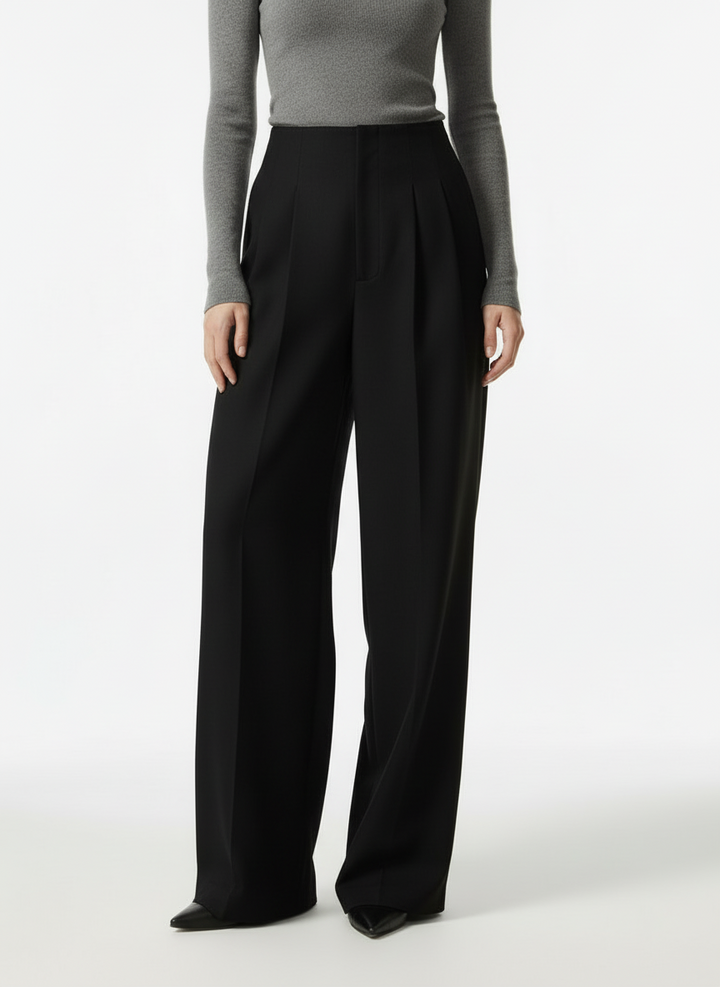 Pam | Women's Pleated High Rise Wide Leg Dress Trousers 3
