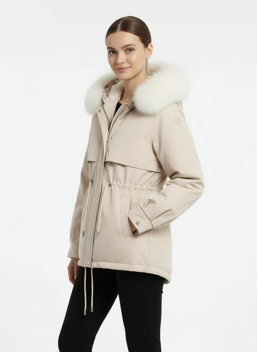 Patricia | Women's Hooded Faux Fur Trim Drawstring Parka