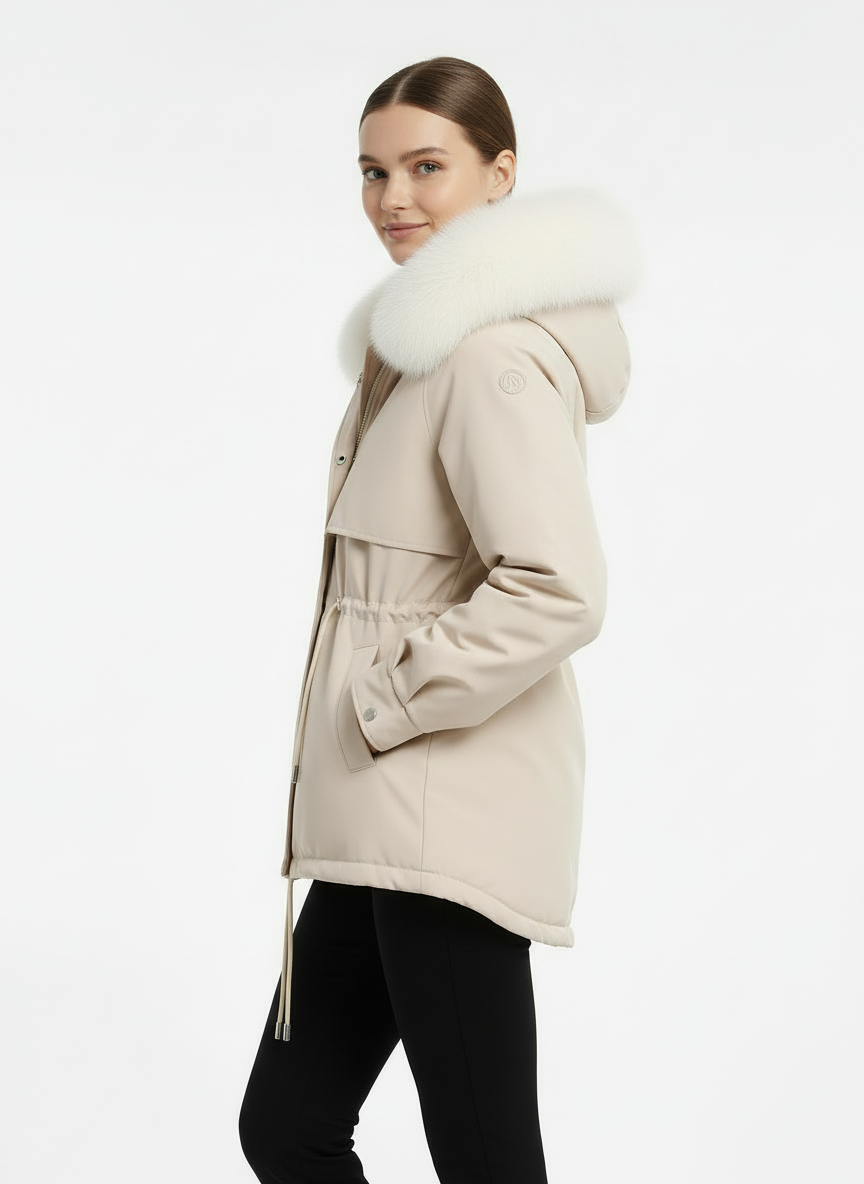 Patricia | Women's Hooded Faux Fur Trim Drawstring Parka 2